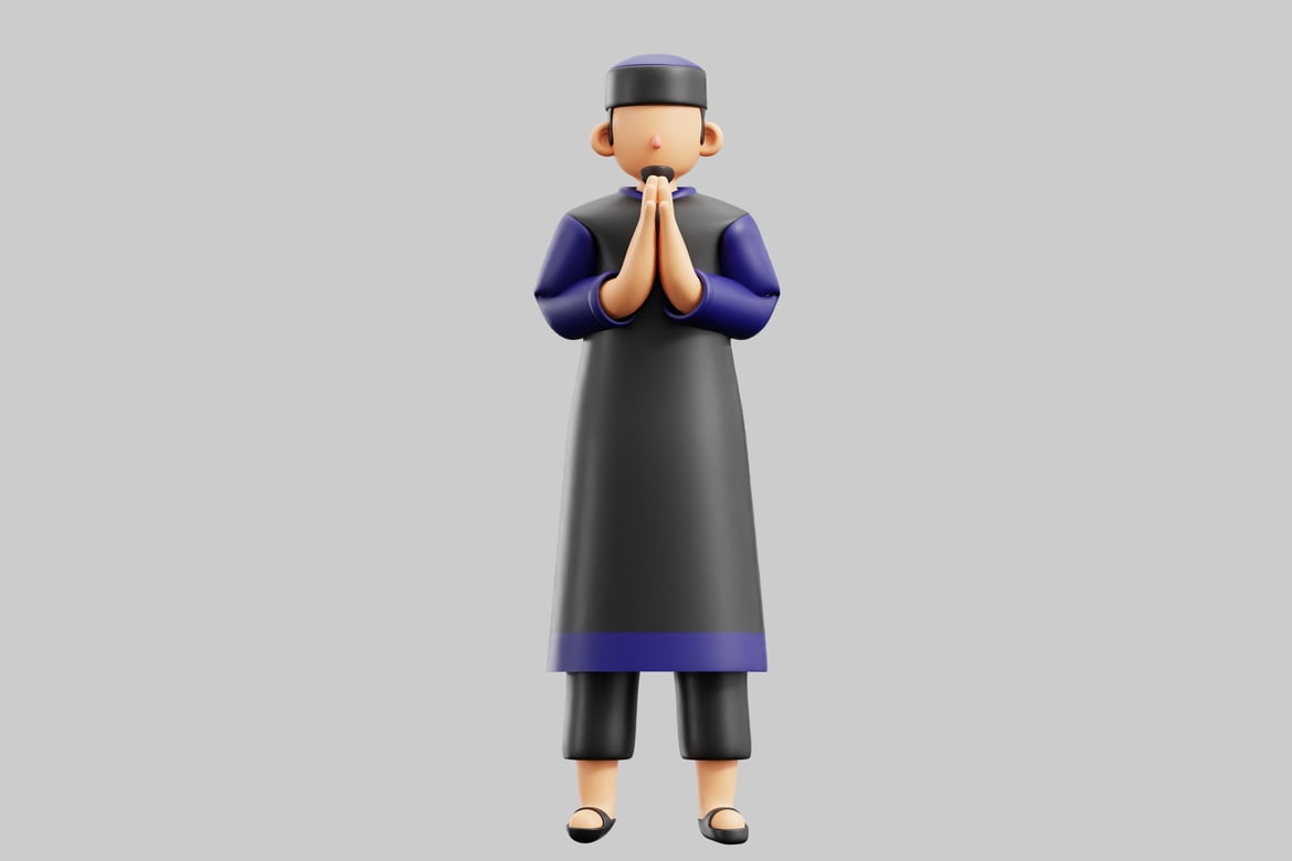 Download Praying Man in Traditional Attire 3D Model