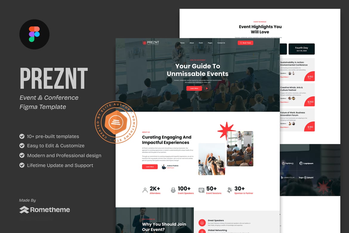 Download Preznt - Event & Conference Figma Template Figma Design