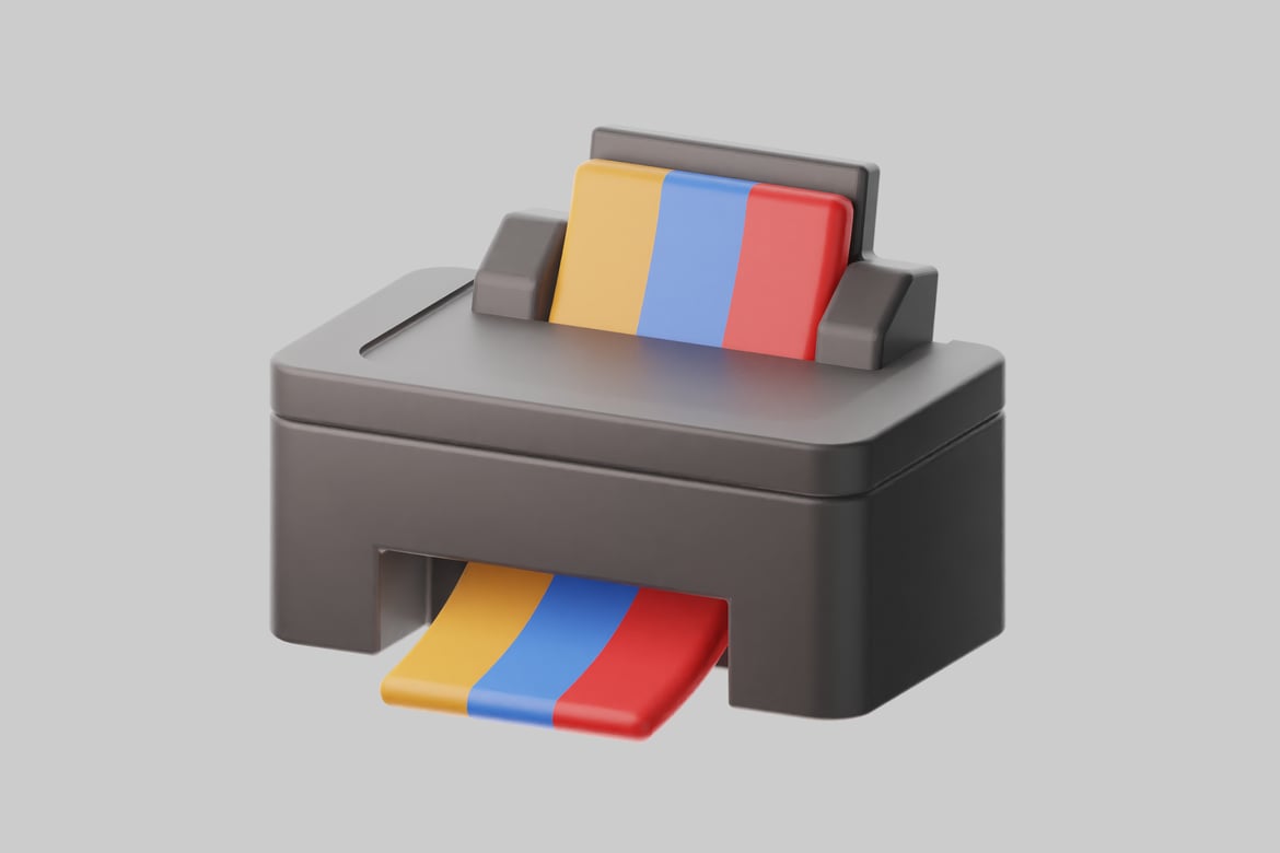 Download Printer with a paper tray 3D Model