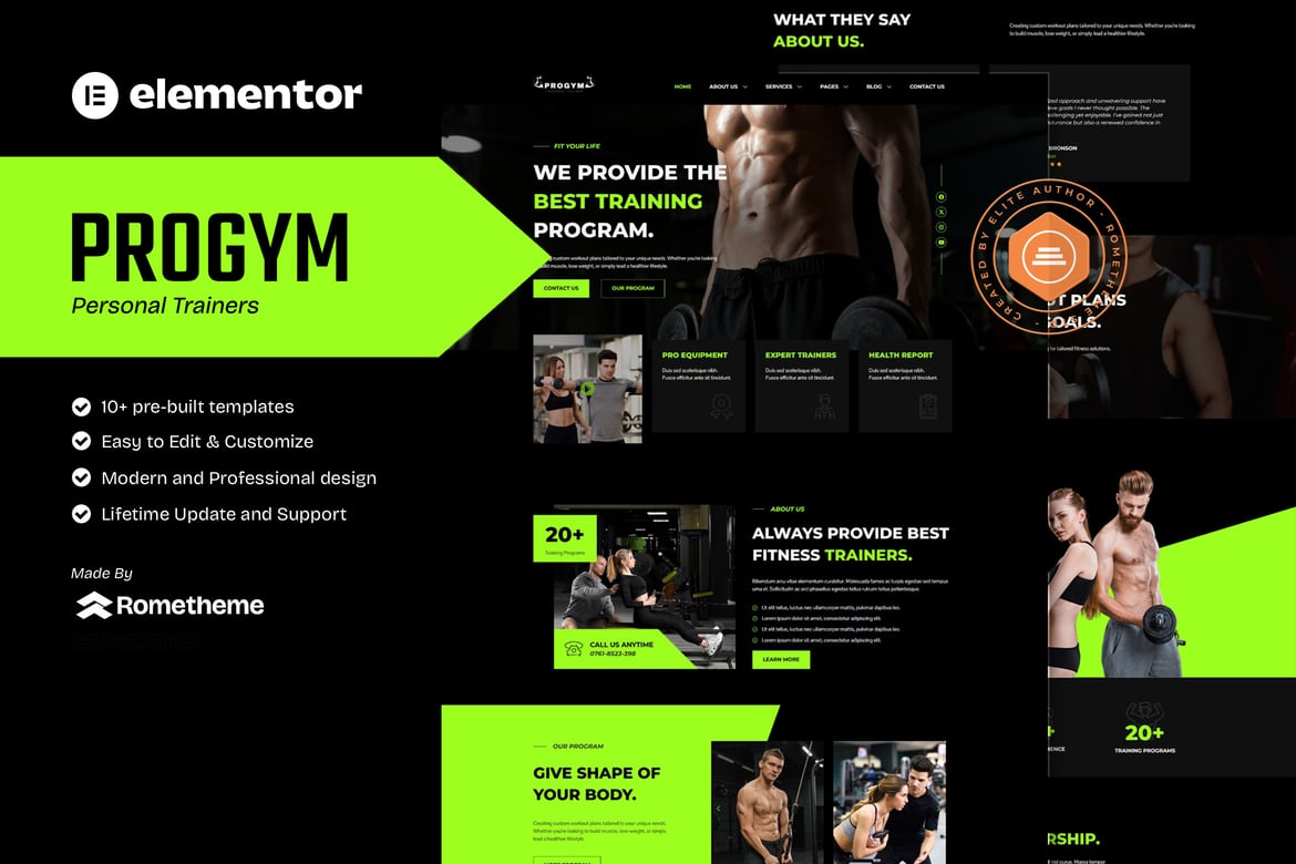 Download Progym - Personal Trainers & Fitness Elementor Template Kit