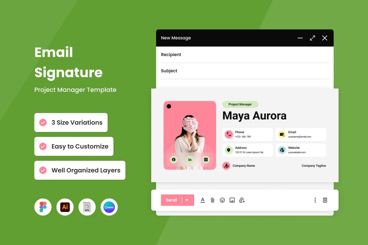 Download Project Manager - Email Signature Template V3 Figma Design