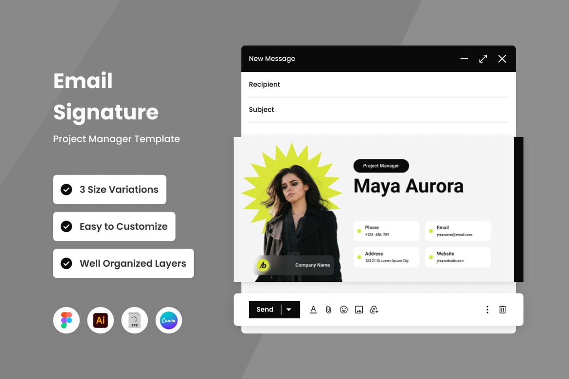 Download Project Manager - Email Signature Template V4 Figma Design