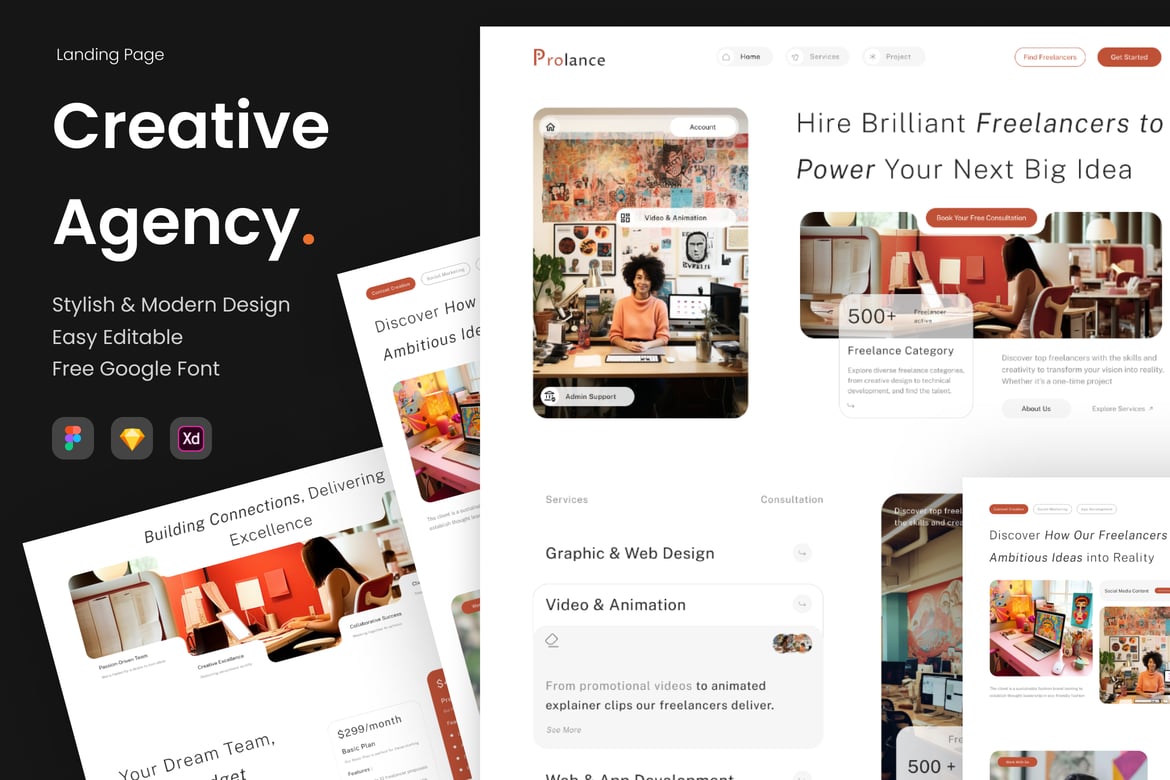 Download Prolance - Freelance Agency Landing Page Figma Design