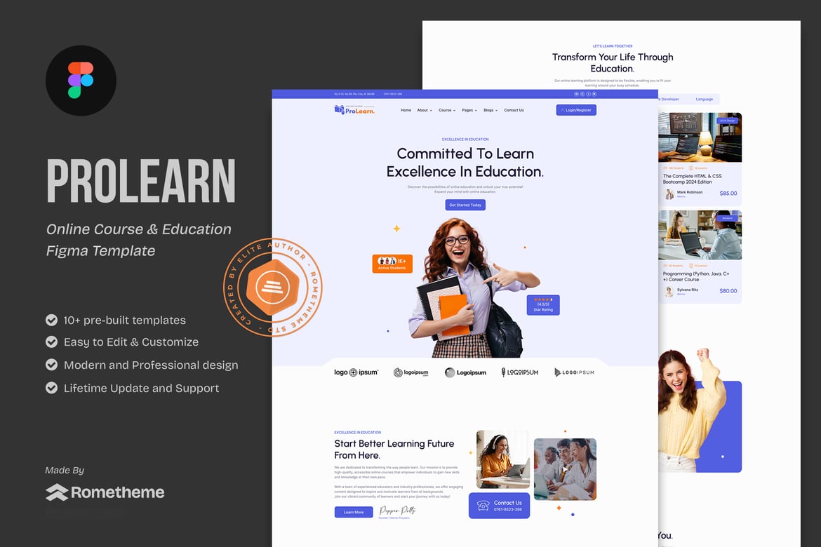 Download ProLearn - Online Course & Education Figma Figma Design