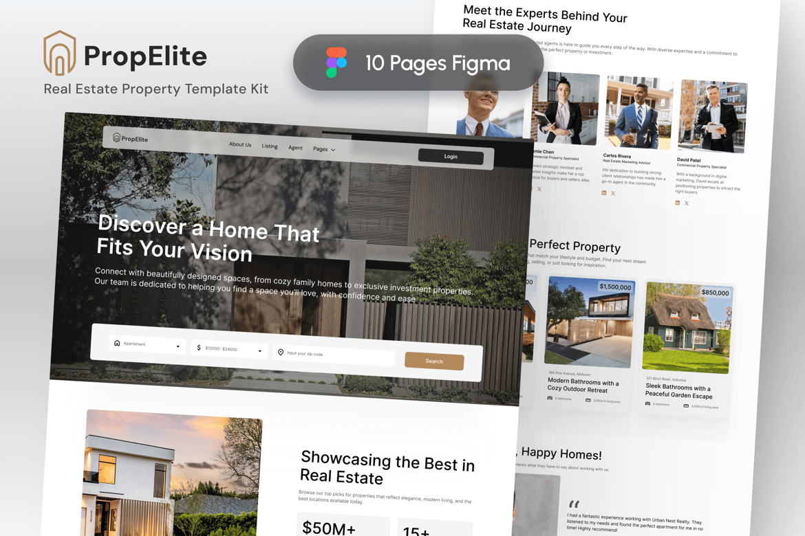 Download PropElite - Real Estate Property Figma UI Kit Figma Design