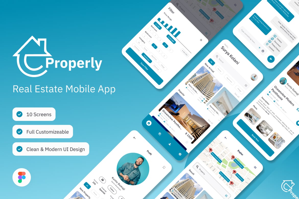 Download Properly - Real Estate Mobile App Figma Design