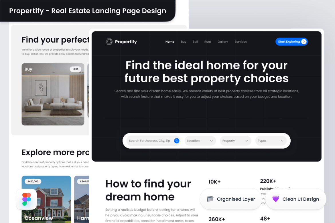 Download Propertify - Real Estate Landing Page Design Figma Design