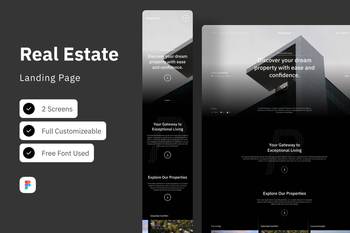 Download Propertive - Real Estate Landing Page Figma Design