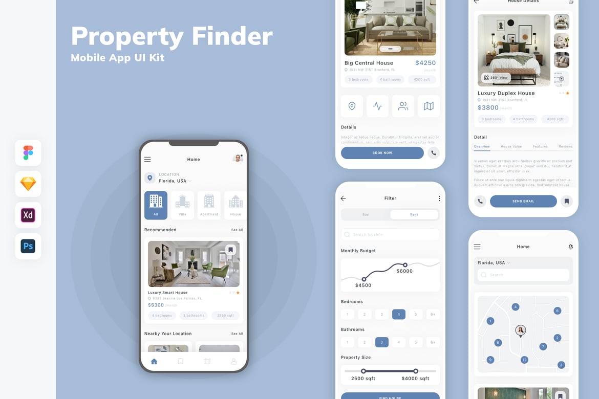 Download Property Finder Mobile App UI Kit Figma Design