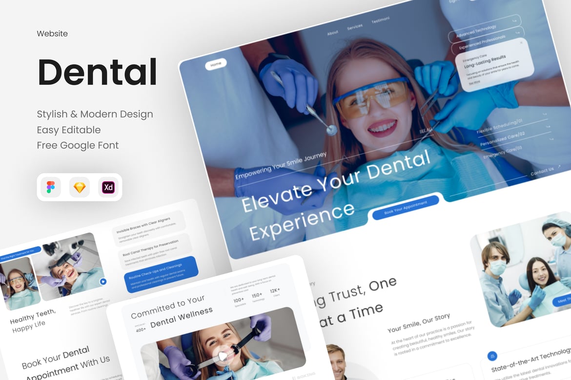 Download PureDent - Dental Personal Landing Page Figma Design