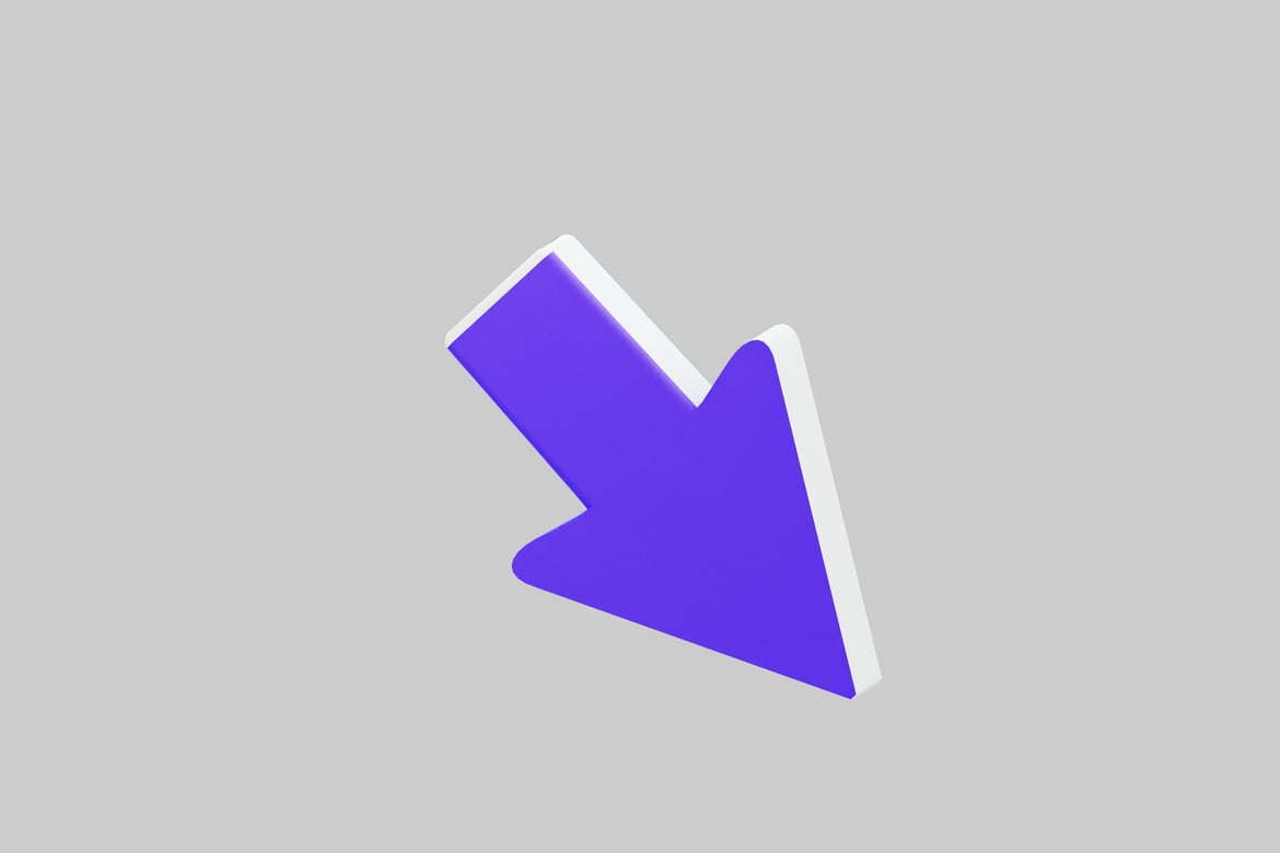 Download Purple arrow pointing down and to the right 3D Model