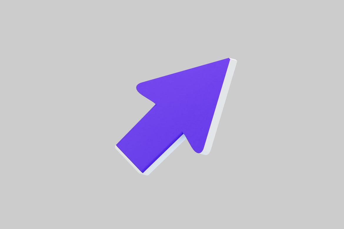 Download Purple arrow pointing upwards and to the right 3D Model