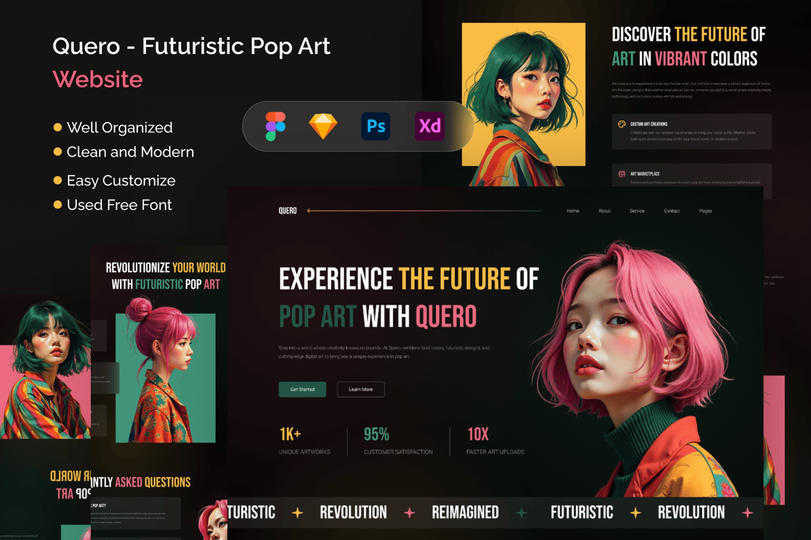 Download Quero - Futuristic Pop Art Website Figma Design