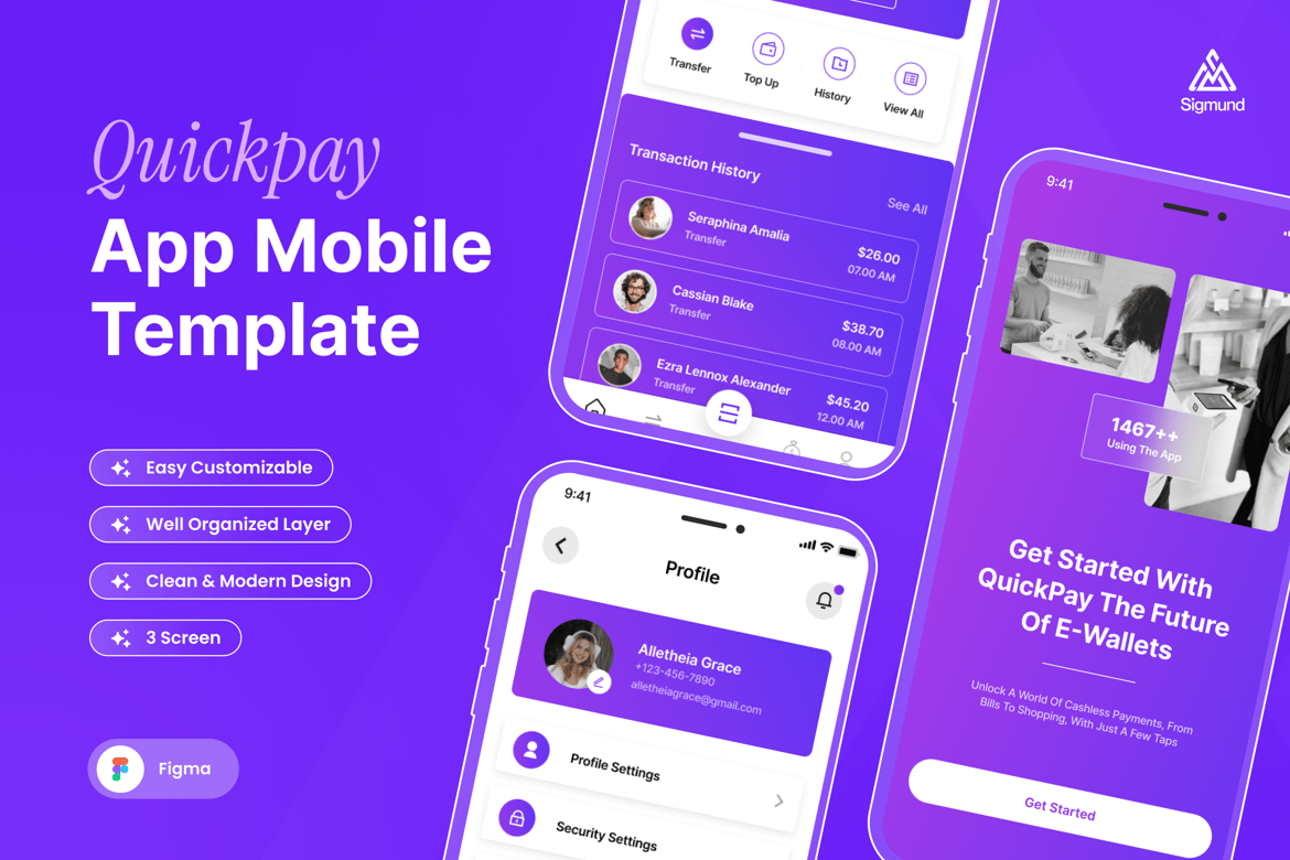 Download Quickpay - E-Wallet App Mobile UI Kits Figma Design