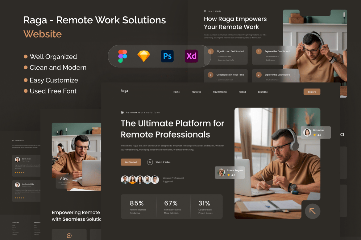 Download Raga - Remote Work Solutions Website Figma Design