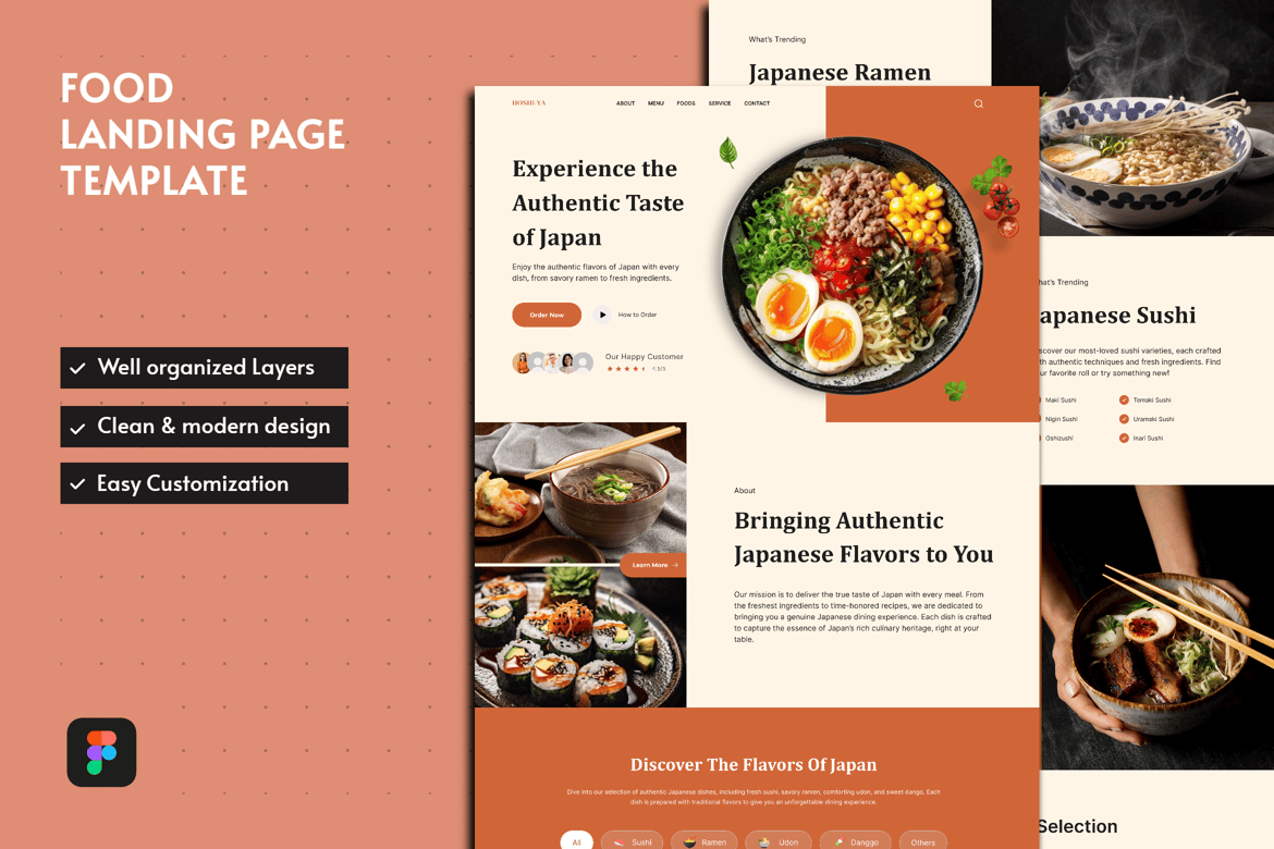 Download Ramen & Sushi - Restaurant Landing Page Figma Design