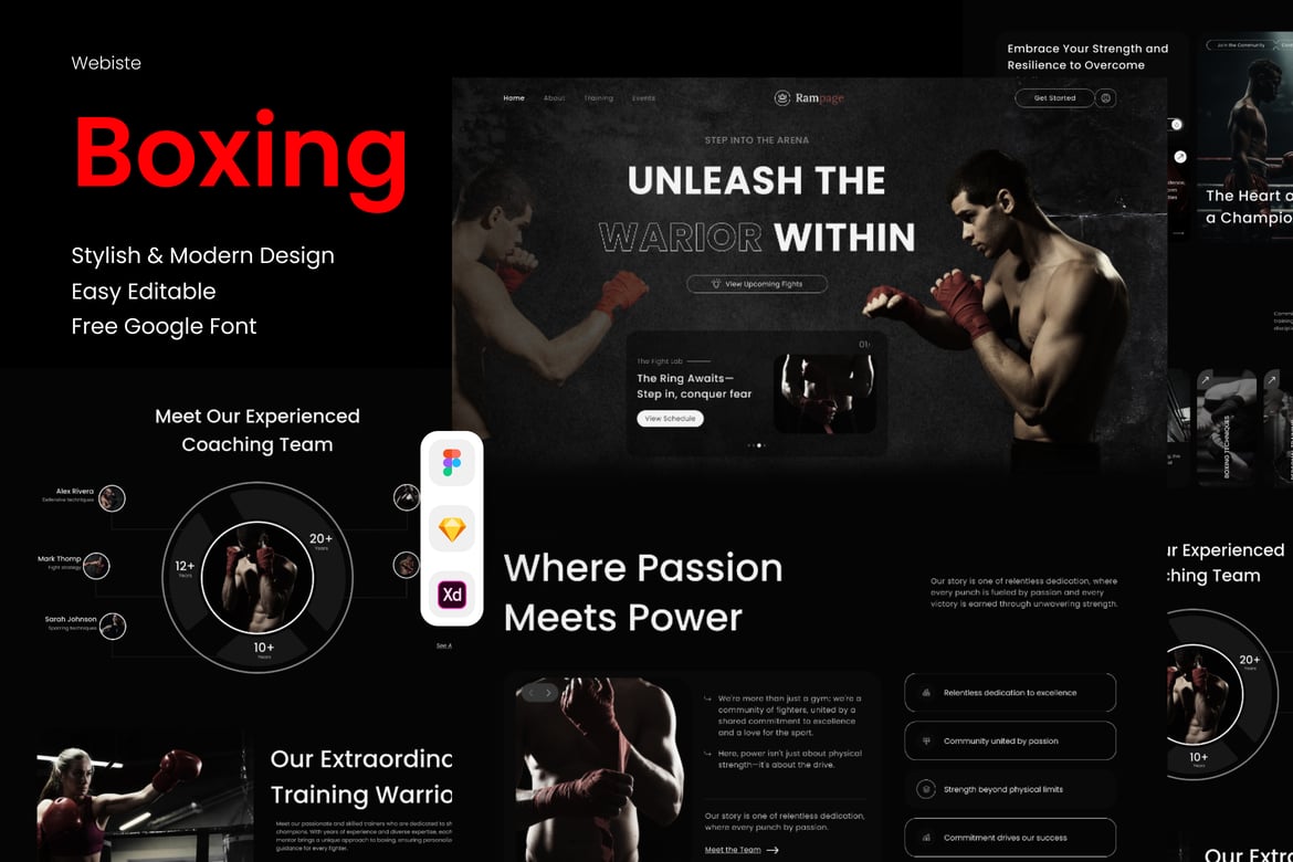 Download Rampage - Fight Boxing website Figma Design