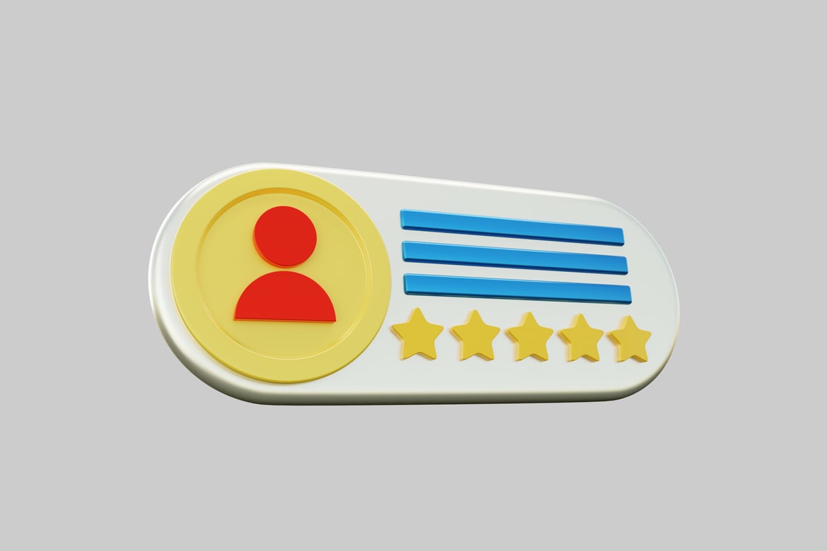 Download Rating system with a person icon and stars and lines. 3D Model