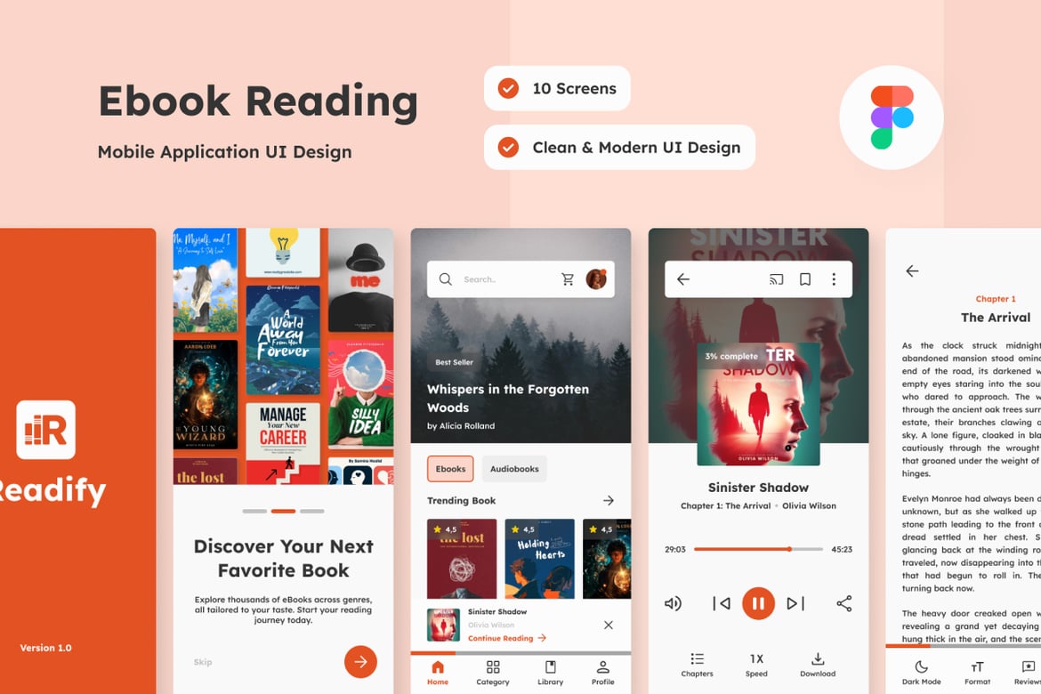 Download Readify - Ebook Reading Mobile App Figma Design