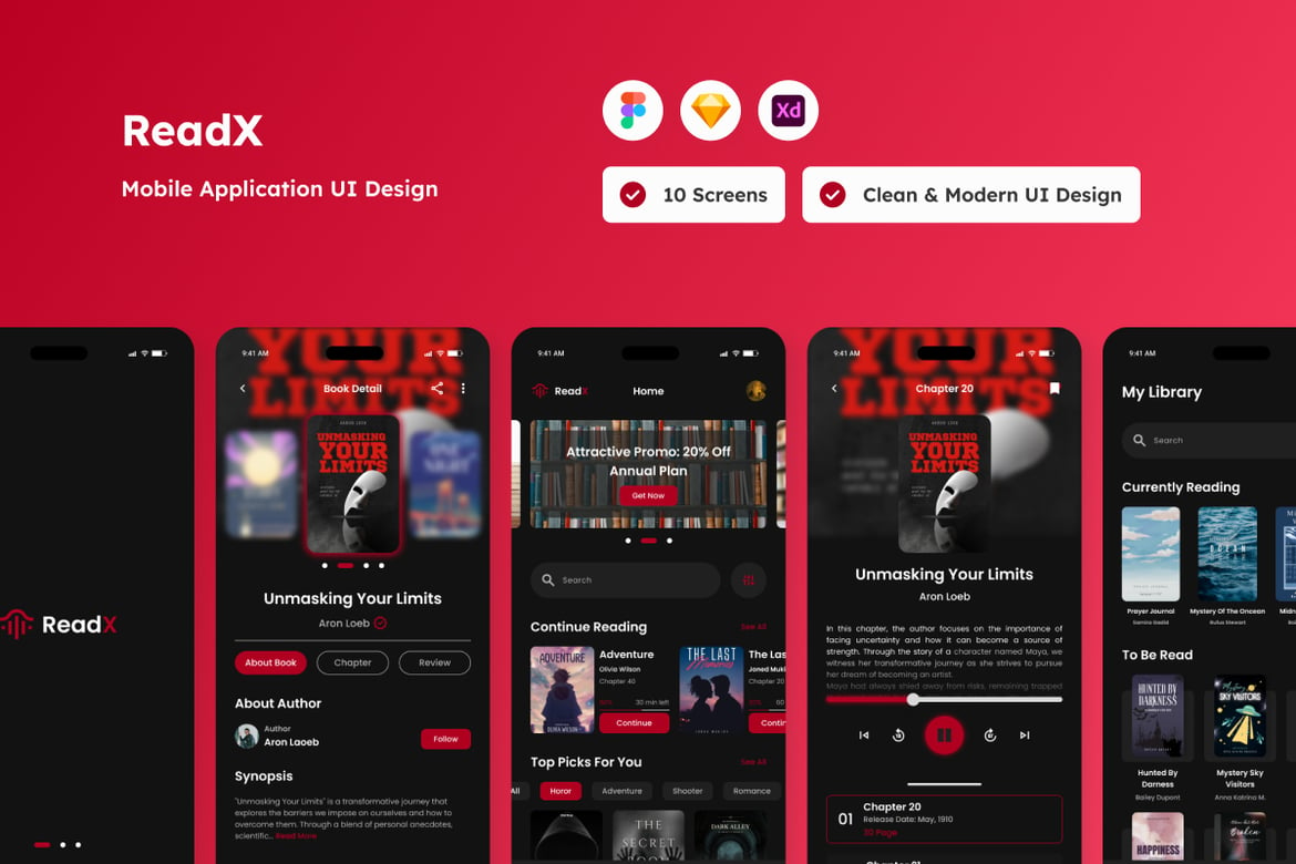 Download ReadX - Ebook Mobile App Figma Design