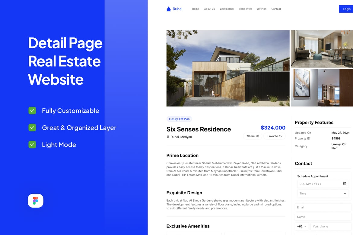 Download Real Estate Detail Page Website - Ruhal Figma Design