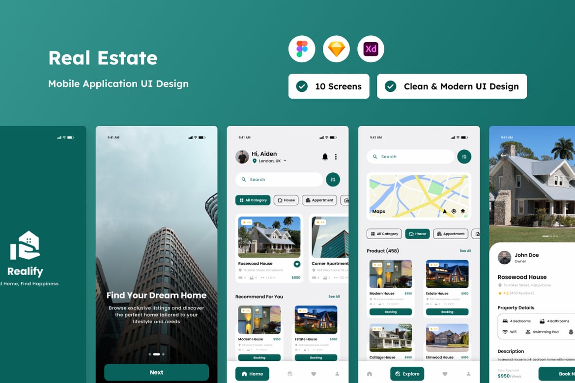 Download Realify - Real Estate Mobile App Figma Design