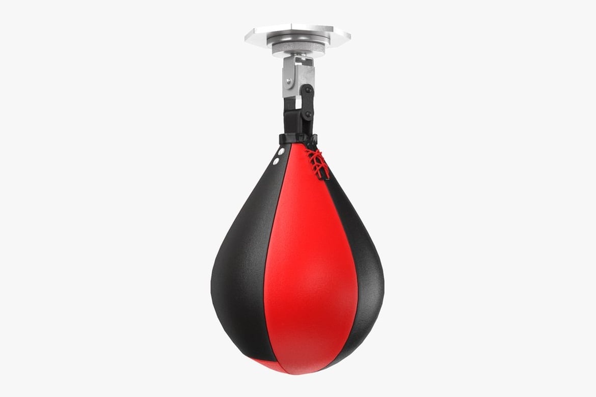 Download Red and Black Teardrop Punching Bag with Silver Base 3D Model