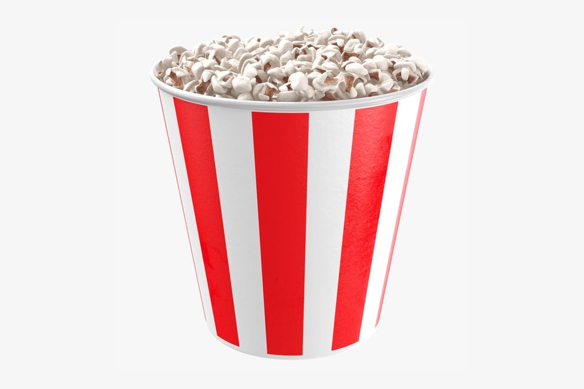 Download Red and White Striped Bucket Overflowing with Popcorn 3D Model