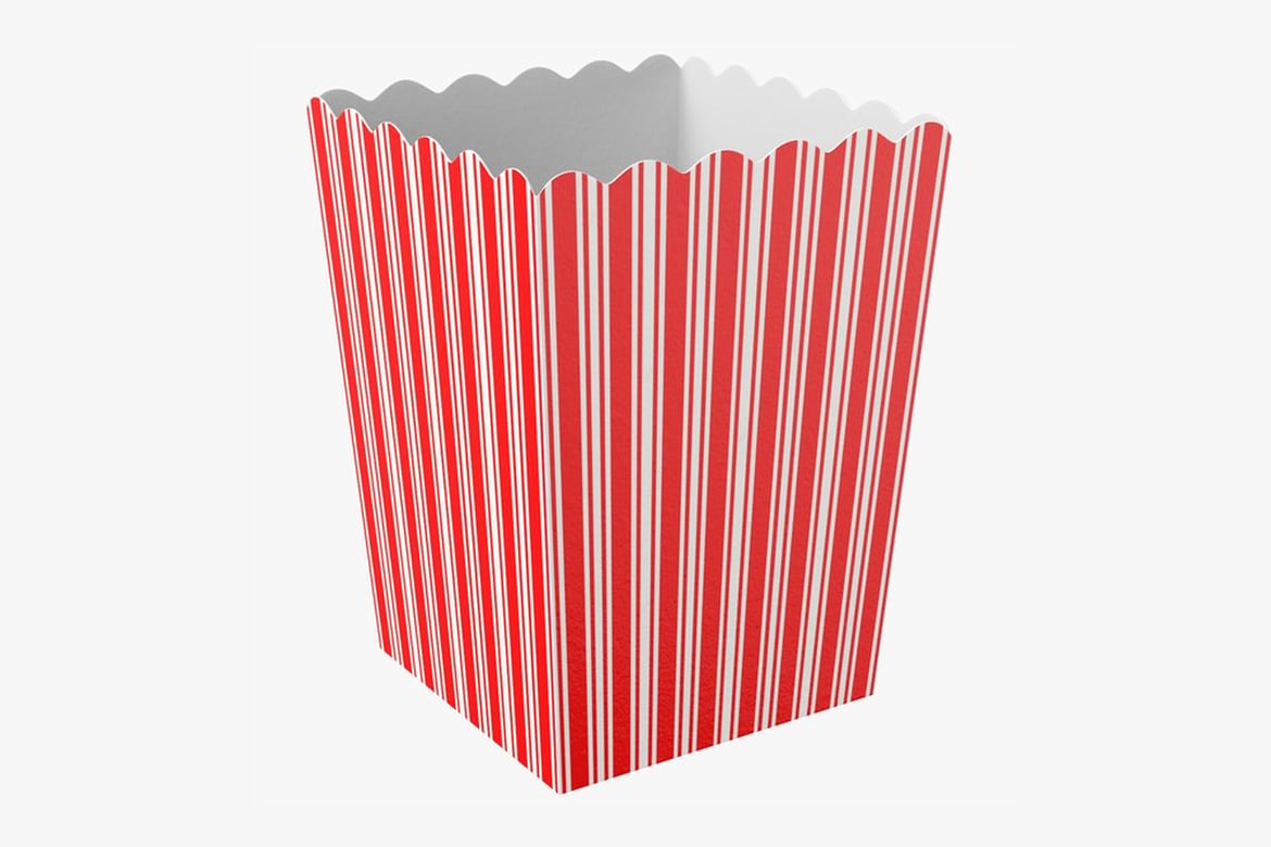 Download Red and White Striped Scalloped Popcorn Container 3D Model