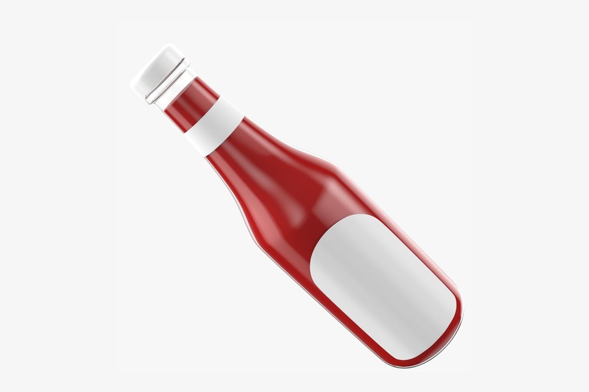 Download Red Bottle with White Label and Cap 3D Model