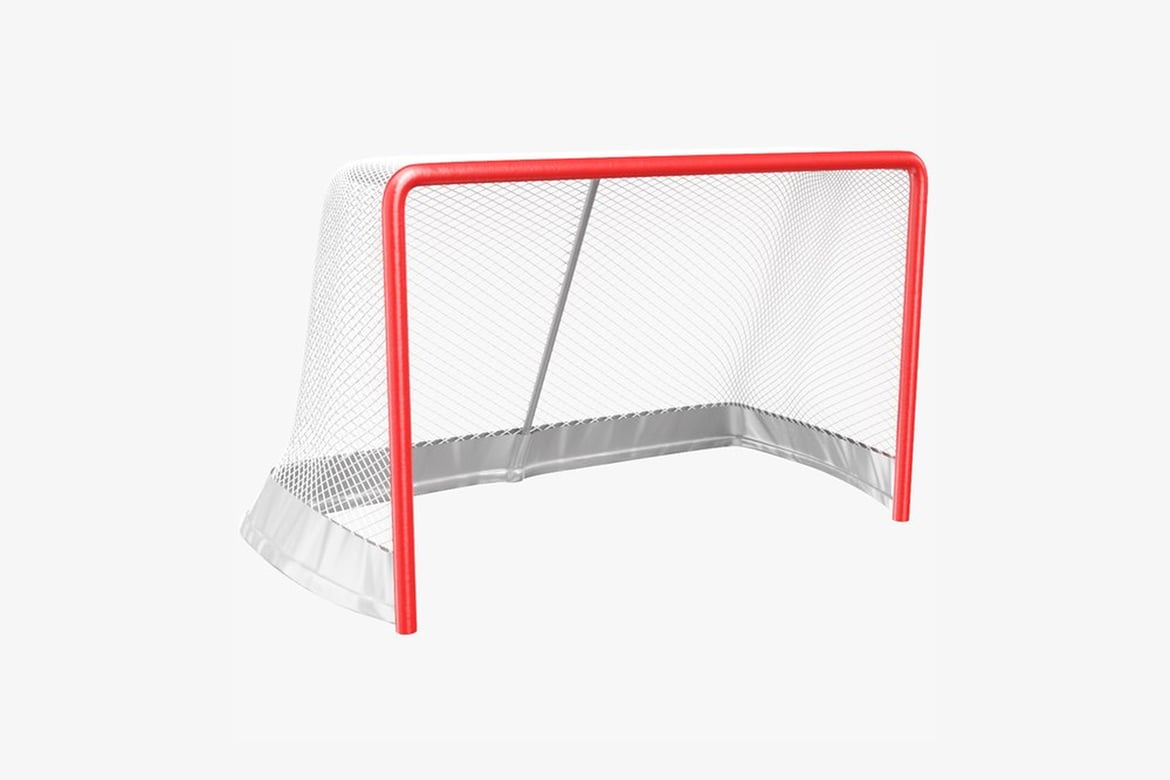 Download Red-Framed Hockey Goal with White Netting 3D Model