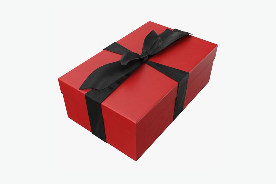 Download Red Gift Box with Black Ribbon 3D Model