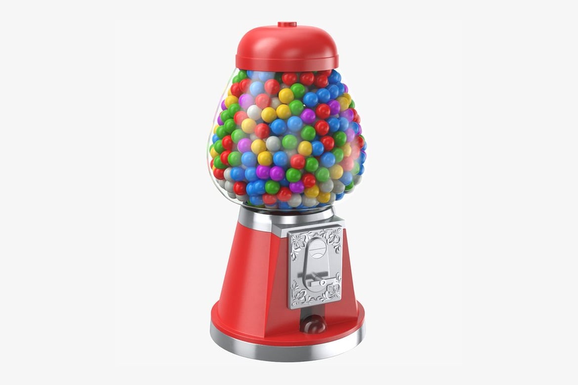 Download Red Gumball Machine with Silver Accents 3D Model