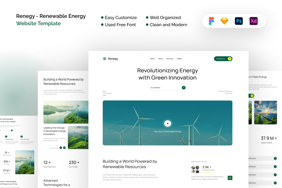 Download Renegy - Renewable Energy Website Template Figma Design