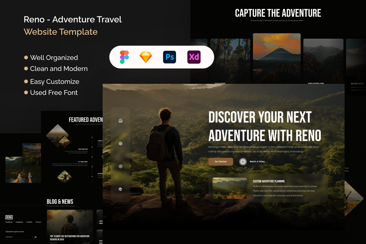 Download Reno - Adventure Travel Website Figma Design