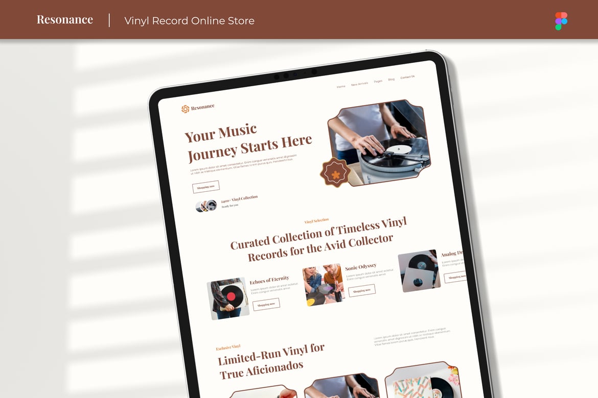 Download Resonance - Vinyl Record Online Store Webdesign Figma Design