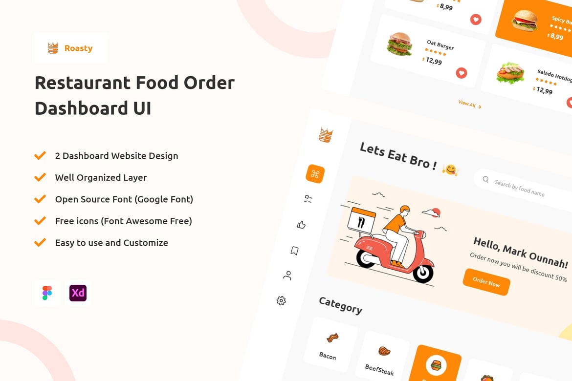 Download Restaurant Food Order Dashboard UI Kit Figma Design