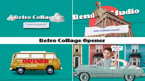 Download Retro Collage Opener After Effects Template