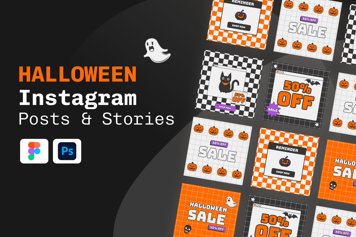 Download Retro Halloween Instagram Post & Story Figma Design