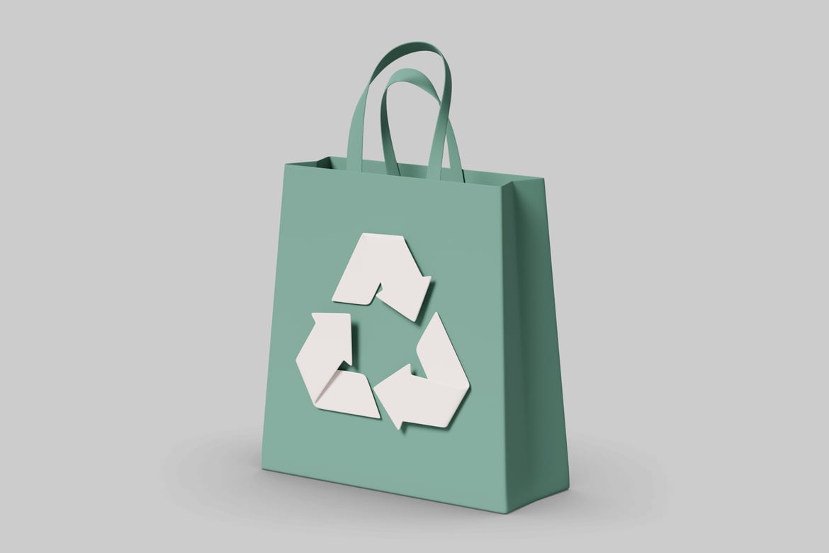 Download Reusable shopping bag with recycling symbol 3D Model