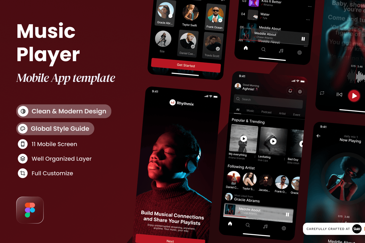 Download Rhythmix - Music Player Mobile App Figma Design