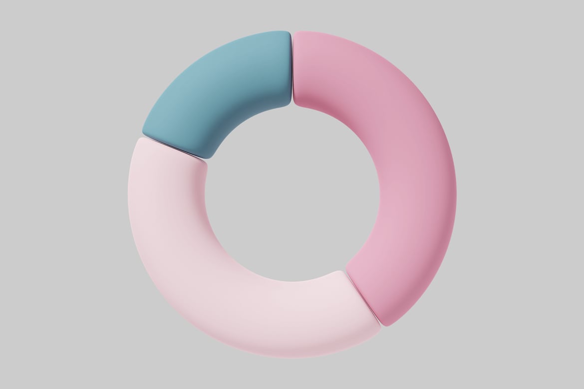 Download Ring with three color sections. 3D Model