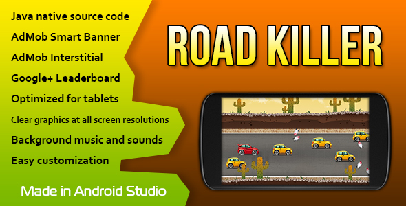 Download Road Killer with AdMob and Leaderboard Android Game