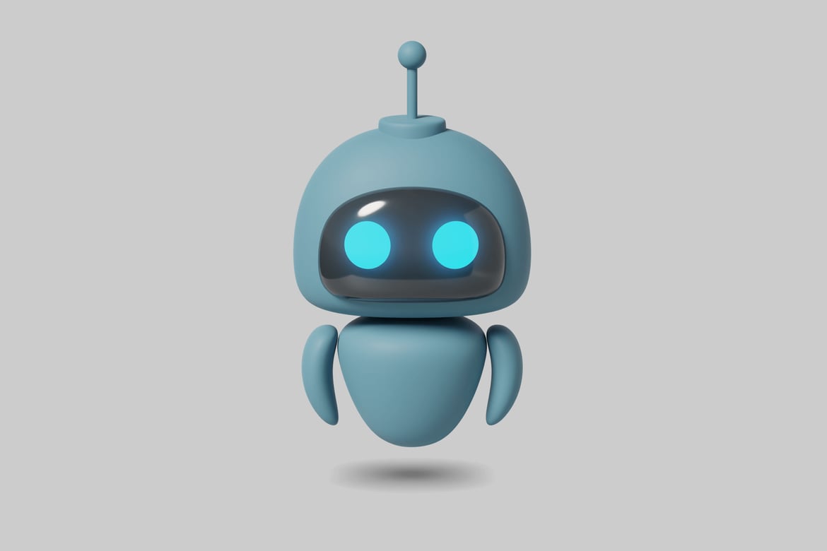 Download Robot with light blue body and black face 3D Model