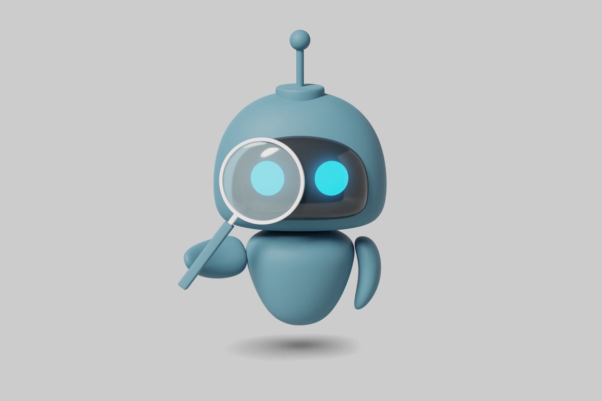 Download Robot with magnifying glass 3D Model