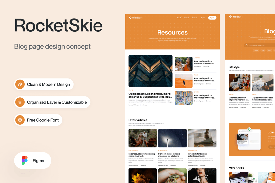 Download Rocketskie Blog Page Figma Design