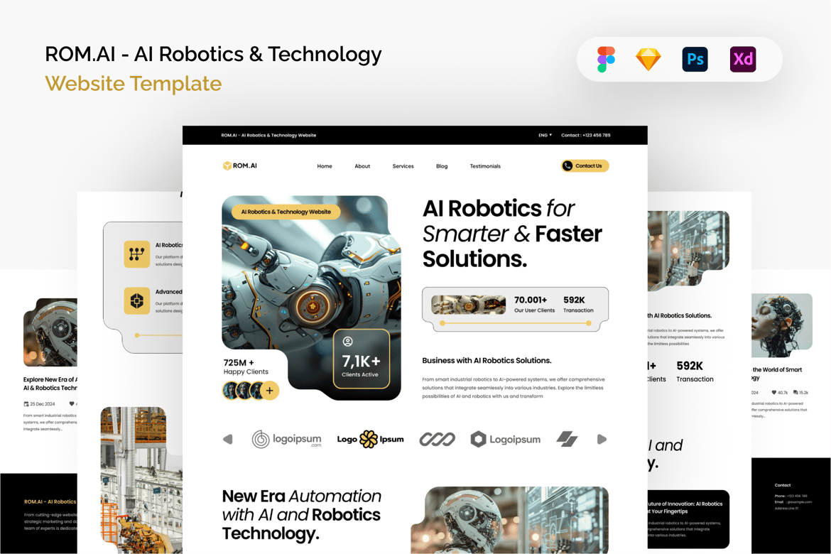 Download ROM.AI - AI Robotics & Technology Website Template Figma Design