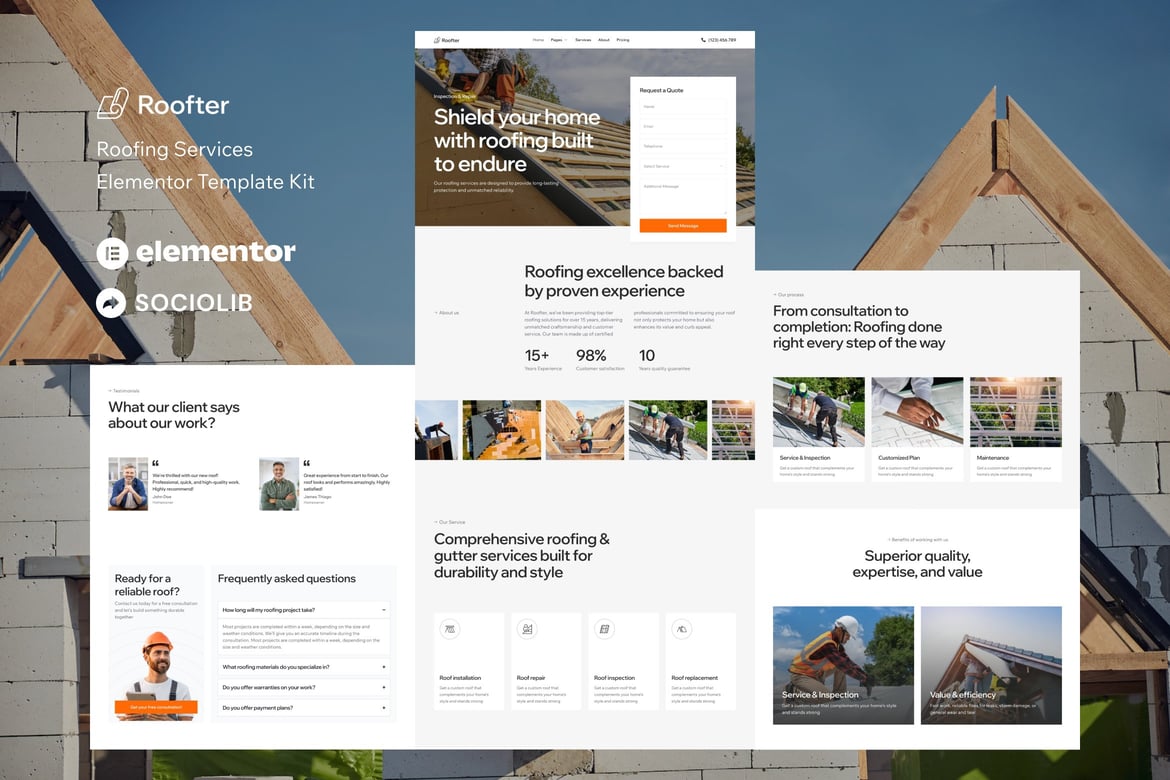 Download Roofter - Roofing Services Elementor Template Kit