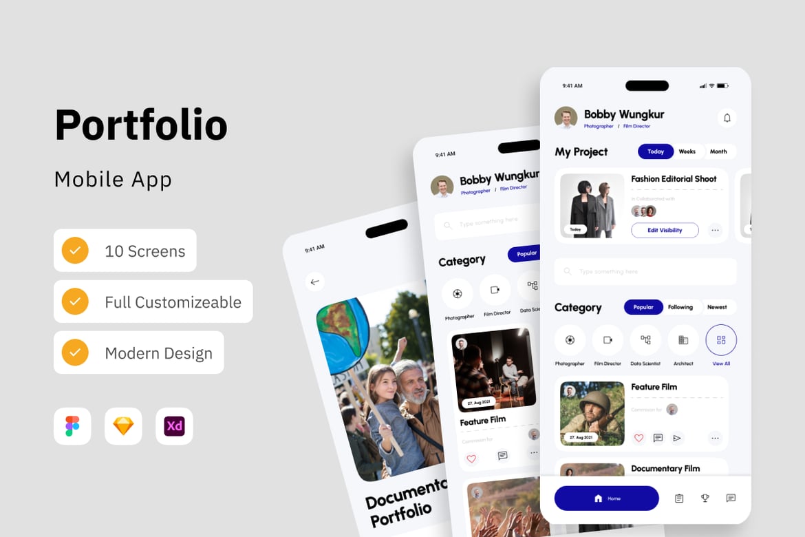 Download Rotary - Creative Mobile App for Portfolios Figma Design