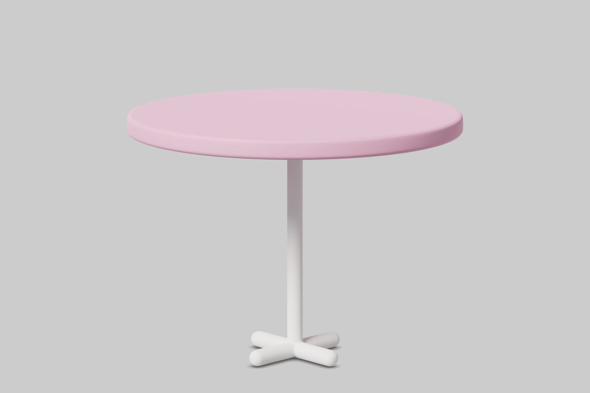 Download Round table with light pink top and white base. 3D Model